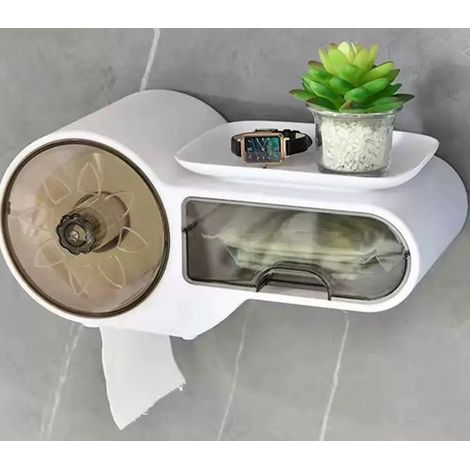 Autocollant De Porte De Papier Toilette Mural Avec Stockage De Table De Bain