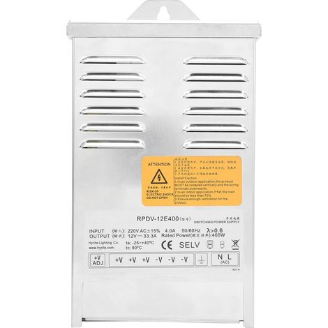 Alimentation LED 12V 400W étanche extérieur RPDV-12E400 pour enseigne lumineuse publicité éclairage chantier