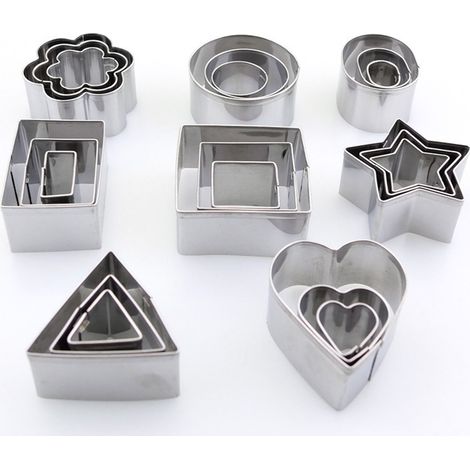24 emporte-pièces métalliques inox qualité alimentaire sans BPA, moules à biscuits pour gâteaux au chocolat (1/5)