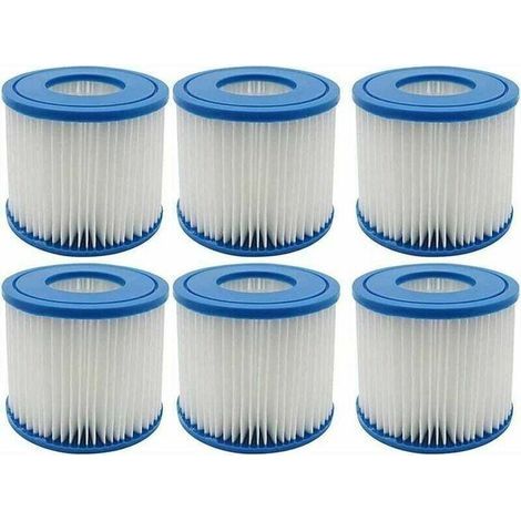 Packung mit 6 Spa- und Poolfiltern, Typ D, Ersatzfilterkartuschen kompatibel mit Summer Waves. (1/5)