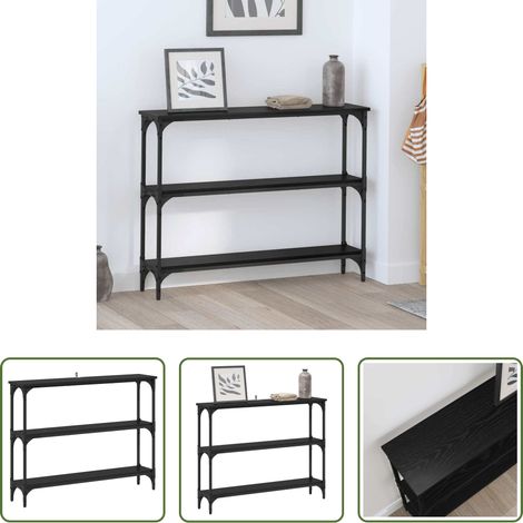 Stauraum -  Konsolentisch mit Regal Schwarz Eichen-Optik 100 x 22,5 x 75 cm (1/5)
