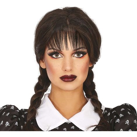 Perruque Mercredi Cheveux Noirs Tresses Écolière
