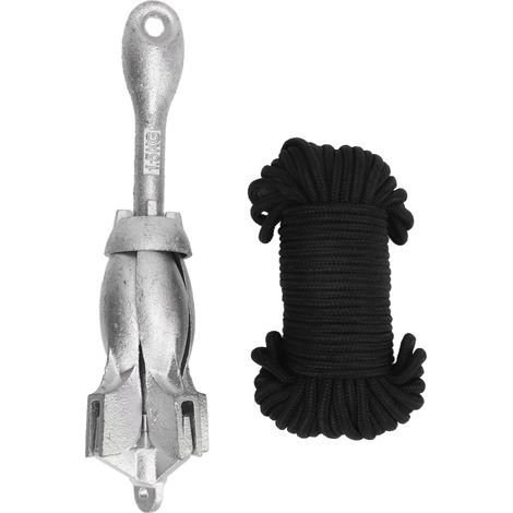 Universeller Bootsanker aus Kohlenstoffstahl, 1,5 kg/3,31 lb klappbarer Enterhaken mit 20 m Seil für den Einsatz auf See. (1/5)