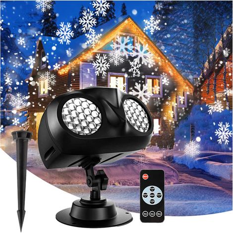 Pack de 2 Jumelles Lumineuses Noël, Projecteur Flocon de Neige en Forme de Hibou, Étanche, Décor Anneau à Brancher, Guirlande Lumineuse pour Fêtes (1/5)