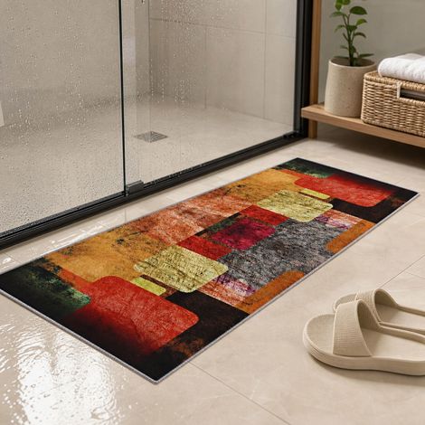 Tapis de bain et cuisine en polyester, lot de 2, ultra absorbant, dimensions 40x60 cm et 40x120 cm, style 21 (1/4)