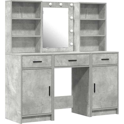 Maison Exclusive - Schminktischset mit LED mit Tür 3 pcs Beton Gr