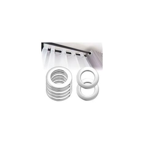 Oeillets de rideau à clipser en plastique amovibles, 50 pièces, anneaux d'oeillets de rideau d'intérieur pour rideau de douche, porte de vestiaire (argent) (1/4)