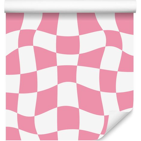 Papel pintado gratuito con diseño de tablero de ajedrez rosa empolvado, centro rosa empolvado, 50x1000 cm. (1/5)