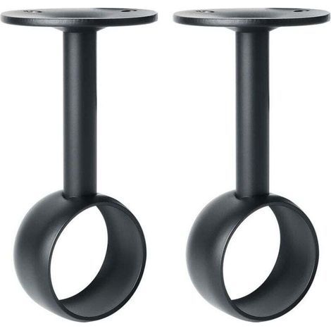 Gardinenstangenhalterung, Kleiderstangenstütze mit Schrauben, Deckenhalterung für Gardinen und Kleiderschränke, Edelstahl mattschwarz, 32 mm Durchmesser, 2 Stück (1/4)