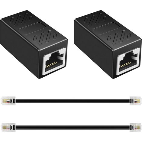 Lot de 2 Adaptateur RJ45 vers RJ11, Adaptateur ADSL RJ45, Connecteur Femelle RJ11 (6P4C) vers Mâle (8P4C), Câble Téléphonique et Coupleur Ethernet pour Téléphone, Fax, CCTV, Modem ADSL (1/5)