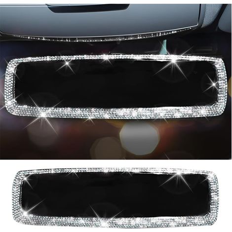 BRAVIX Rétroviseur De Voiture, Bling Retroviseur Interieur Voiture, Rétroviseur De Voiture Avec Cristal Diamants Bling Strass, Accessoire De Décoration Universel Pour Homme Et Femme(Argent) (1/5)