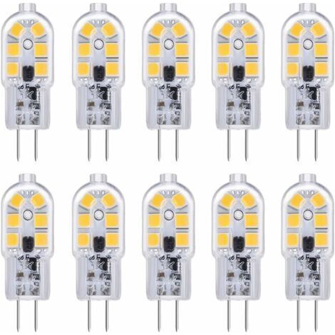 Ampoule LED G4 , Ampoule G4 LED 12V 2W Blanc Froid 6000K, 200LM, Équivalent Halogène G4 Bi-pin 10W 20W, LED Lampe G4 12V AC/DC pour Camping Car/Hotte Cuisine, non-dimmable, lot de 10 (1/5)