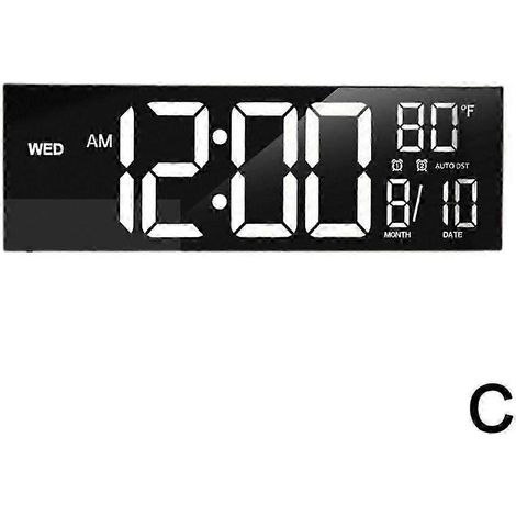 Horloge murale numérique de grande taille (16 pouces) avec télécommande et écran LED