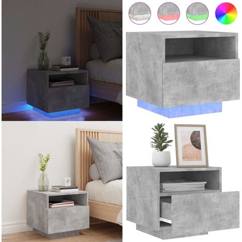 Table de chevet avec lumières LED gris béton 40x39x37 cm - Table De Chevet - Lampe De Chevet - Luminaire LED - Meubles De Chambre - Mobilier Moderne - Home & Living (1/5)