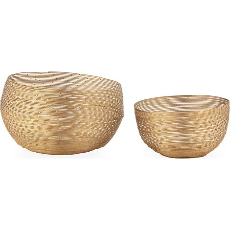 Set/2 Centro De Mesa 33X33X20/26X26X15 Metal Dorado (1/3)