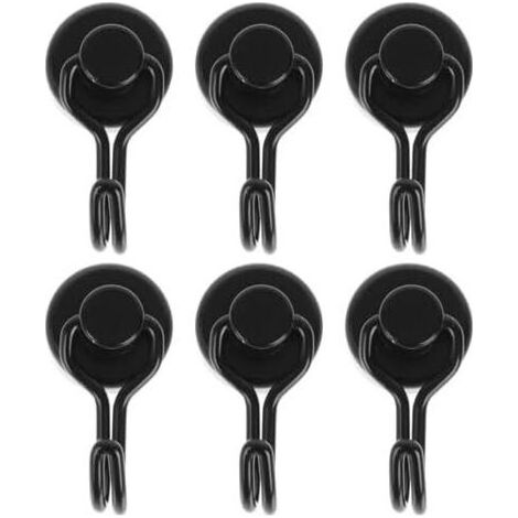 Lot de 6 Crochets Aimantés Puissants Rotatifs en Matériau Synthétique Noir, Cintres Magnétiques Multifonctions pour Salle Bain et Hôtel - (1/5)