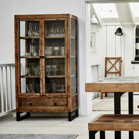 Bibliothèque vitrine bois recyclé BRISBANE (1/5)