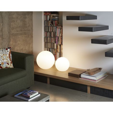 Globo (in) Bianco - Ø 30 - Finitura lucida lampada da tavolo originale Slide in polietilene colorata palla sfera luce per ambienti interni ed esterni (1/3)