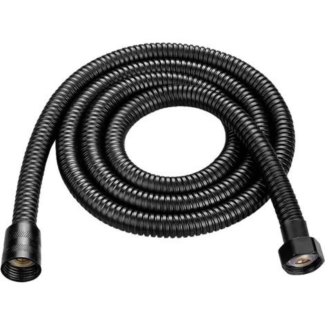 [JAMAIS UTILISÉ] Flexible de douche en acier inoxydable, noir, 200 cm, pour douchettes à main, anti-torsion et anti-pliage, universel (1/4)