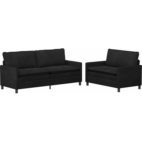 vidaXL Juego de Sofá 2 uds. Negro Terciopelo (1/2)