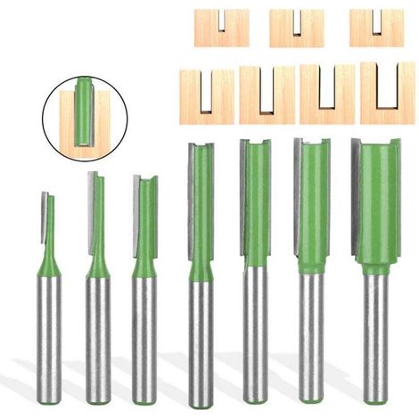 7-teiliges Nutfräser-Set, ein-/zweischneidiger Holzfräser, 6-mm-Fräser, Hartmetall-Holzbearbeitungswerkzeug – Crezuo