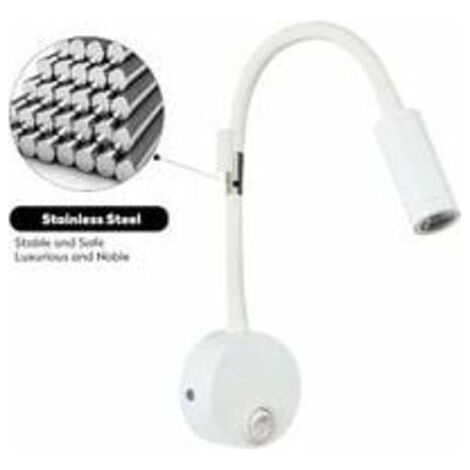 lot de 2 Applique de Lecture Blanc, Lampe Col de Cygne Flexible LED 3W Fixation Liseuse Murale avec interrupteur pour Chambres Salon Intérieur Salon (1/4)