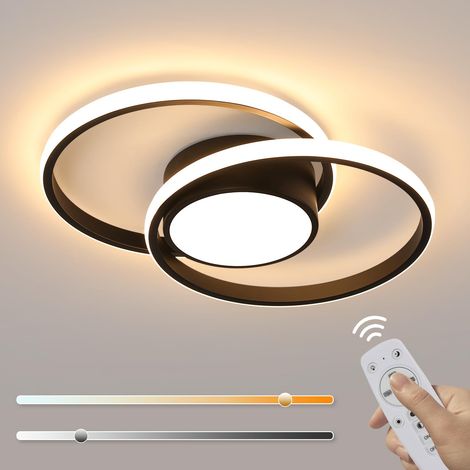 Plafonnier LED Dimmable Noir, 40W 4500LM Lampe de Plafond Rond Chambre avec Télécommande 3000K-6500K, Luminaire Plafonnier Salon Moderne pour Cuisine Couloir Salle à Manger, Dia 40cm (1/5)
