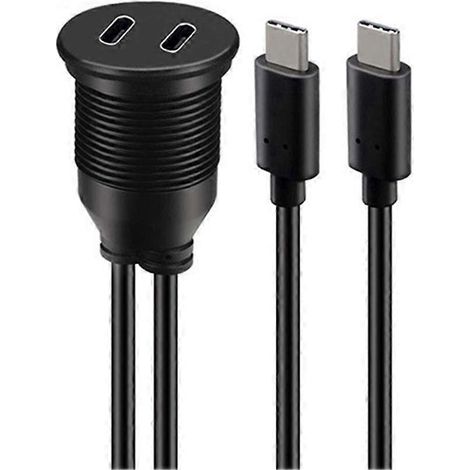1 m langes USB-C-Stecker-auf-Buchse-Verlängerungskabel mit zwei USB 3.0-Anschlüssen, universelle Kompatibilität zum Laden und zur Datenübertragung, robustes und flexibles Design. (1/5)