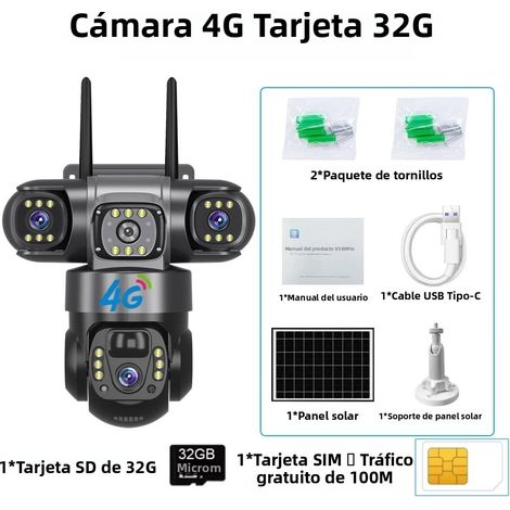 Caméra extérieure solaire HD 15 MP (32 Go), zoom 10x, vision nocturne (1/4)