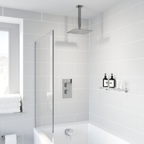 Thermostatic Concealed Square Shower Bath Filler Ceiling Mounted Fixed Head