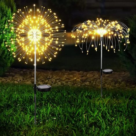 Lamps solar of garden, set of 2, 120 LED effect light fireworks, waterproof IP65, 8 modes, suitable to the yard outdoor, balcony, pots of flowers, lawn, patios and decorations of fireplaces, lumie (1/5)