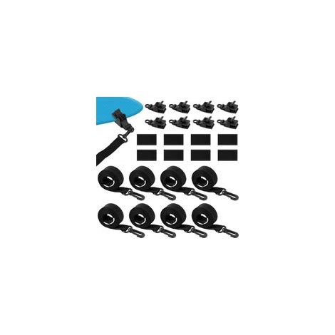 Lot de 24pcs Kit Fixation pour Enrouleur de Couverture Solaire de Piscine, Comprenant 8 Sangles Couverture Solaire avec Crochets et 8pcs Clips et 8 Attaches Tactiles Accessoires Piscine Creusée