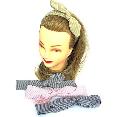 TrAdE Shop Traesio - Fascia Elastica 2 Pezzi Quadri Annodata Fiocco Retro Ferma Capelli Accessori -