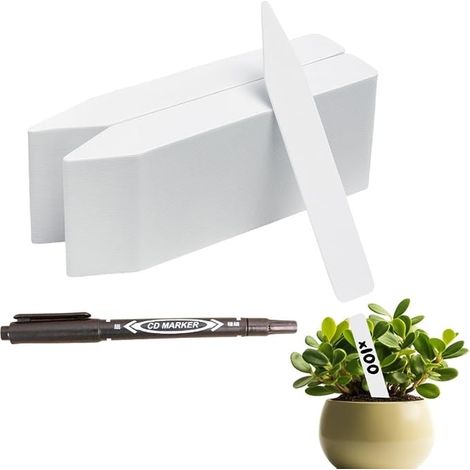 Pack Vegetable Garden Labels Marker White Plastic Outdoor Plant Labels 10 x 2 cm Waterproof Reusable Seedlings Flowers (1/5)