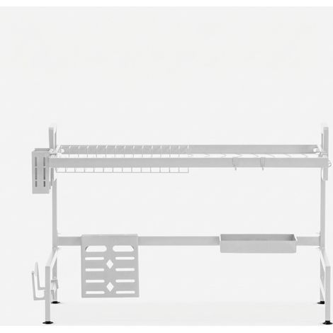 Scolapiatti cucina da appoggio sopra lavandino 105x27x56cm Nalan Plus - Bianco