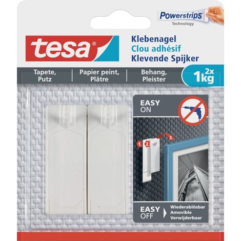 tesa Klebenagel Traglast 1 kg, 2 Stück Haken, Ösen & Nieten