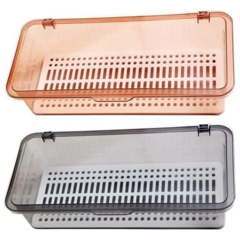 UlisemBoîte à couverts Boîte de rangement pour couverts de cuisine, 2 pièces Égouttoir à couverts avec maille, Baguettes Couverts ou (1/4)