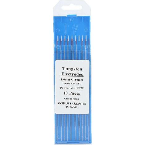 Tige en tungstène thorié, aiguille en tungstène à tête rouge WT20 (1.0mm x 150mm), 10 pièces (1/4)