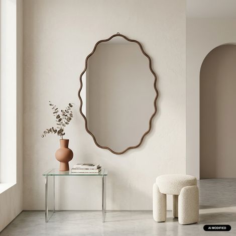 sweeek - Miroir organique décor bois 90cm noir - Bruno (1/4)