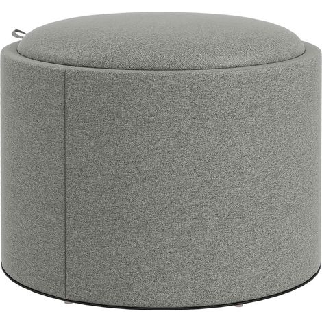 Pouf repose-pied tabouret avec rangement couvercle escamotable gris lin 56x42 cm salon chambre (1/5)