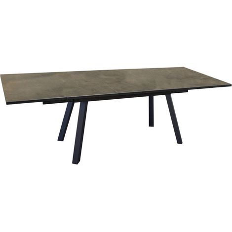 PROLOISIRS Table de jardin rectangulaire Agra plateau à lames Fundermax® graphite/cave 180/230/280 cm (1/3)