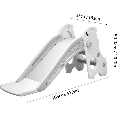 Toboggan d'intérieur autoportant et pliable à 2 marches avec base stable, idéal pour les tout-petits (blanc et gris). (1/5)