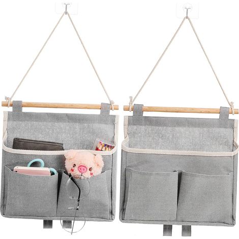 Organizador colgante de pared de 2 piezas con bolsillos y cestas colgantes para guardar llaves y objetos pequeños, diseño de montaje en pared para ahorrar espacio. (1/5)
