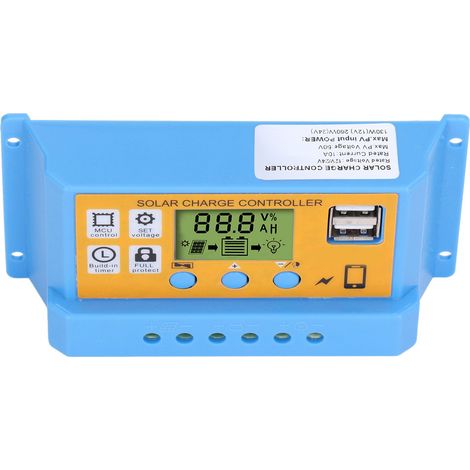 Contrôleur solaire à affichage numérique, régulateur de charge de panneau solaire, régulateur intelligent de batterie 12 V 24 V 10 A 130 W (12 V) 260 W (24 V)