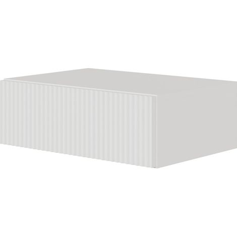 Selsey – Table de chevet suspendue 50 cm – Panneau stratifié blanc – 1 tiroir – Façade MDF – Design minimaliste