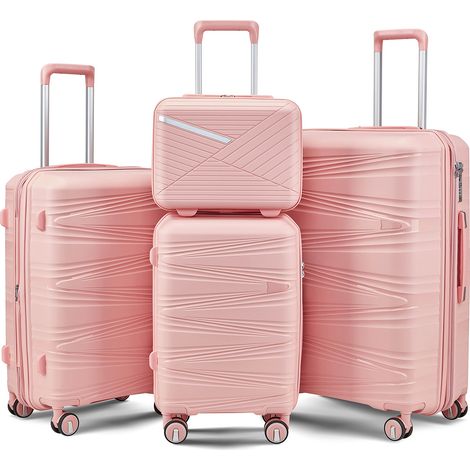 Ensemble valise rigide 4 pièces PP, pour maison et usage quotidien, roues amovibles et serrure à combinaison-Chi, format pratique