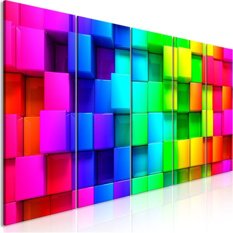 Tableau Imprimé 5 Panneaux "Colourful Cubes Narrow" 90 x 225 cm