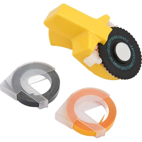 Machine à gaufrer les étiquettes portable multifonctionnelle avec 2 rouleaux de ruban d'étiquettes, adaptée à une utilisation à domicile et au bureau, jaune. (1/5)