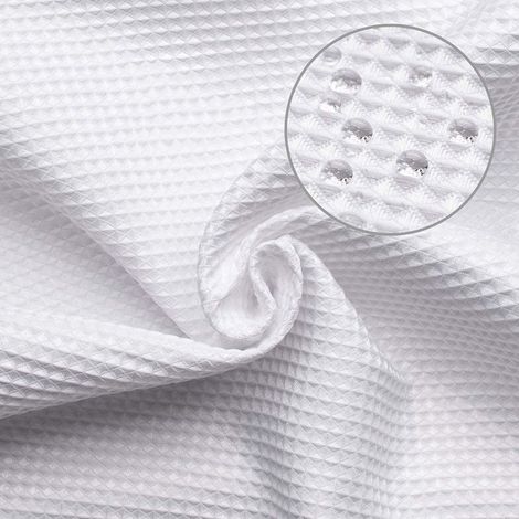 Weißer Waffel-Duschvorhang 180×200 cm – Hochwertiges, strapazierfähiges Material, schimmelresistent, schnelltrocknend – wasserdicht, mit 12 Metallringen – Modernes Badezimmer (1/4)