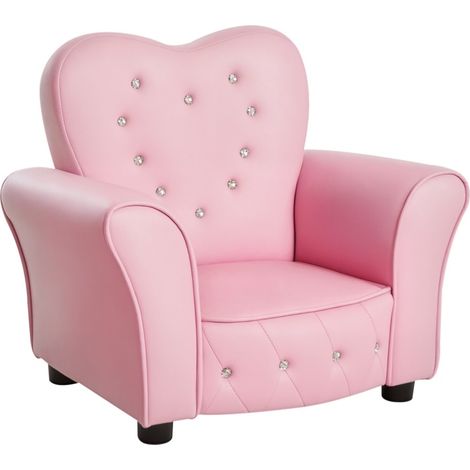 Poltroncina per bambini rosa in PVC con struttura in legno, 59 x 41,5 x 49 cm, MODENUIT (1/5)